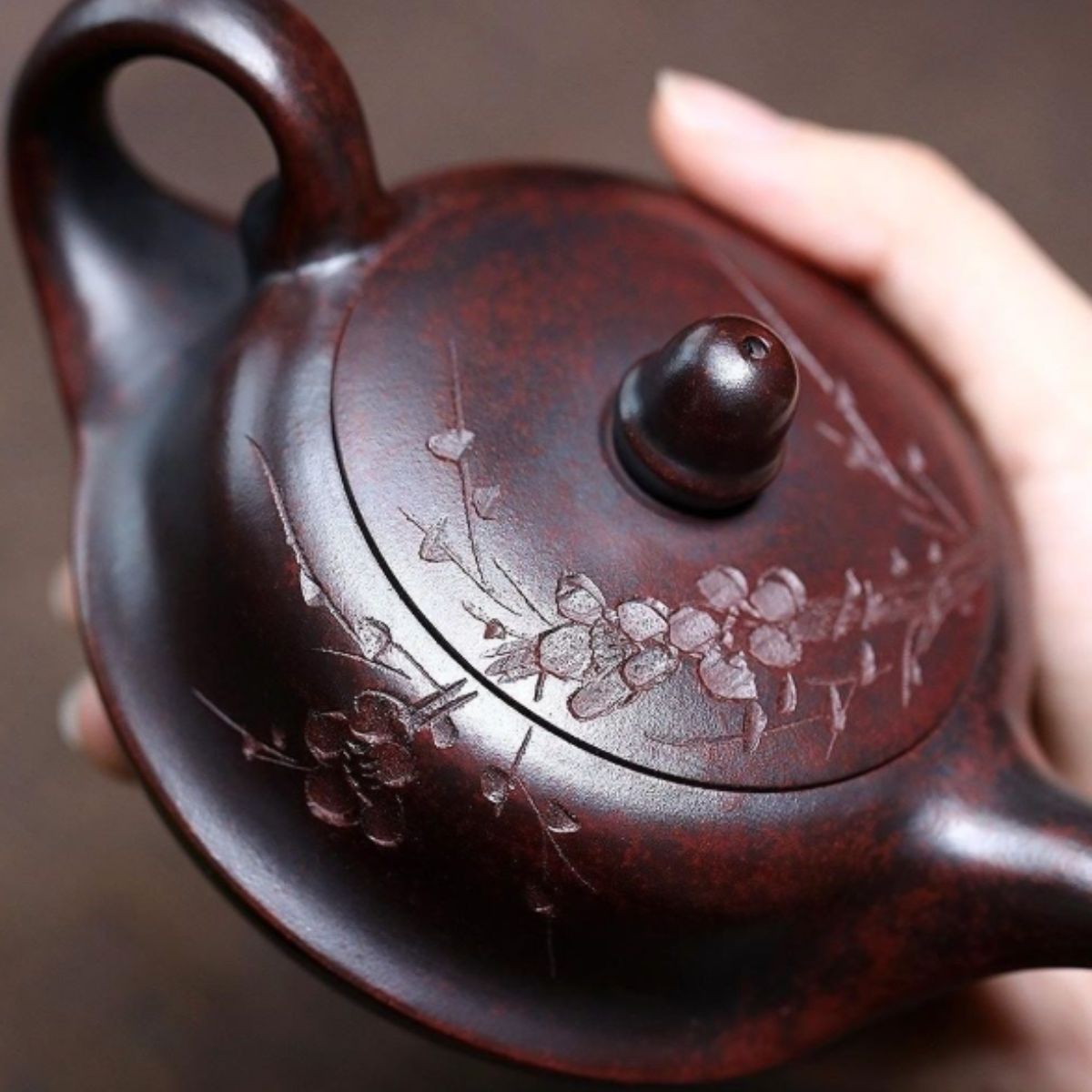 Yixing Purple Clay Teapot "Cold Fragrance Melody" 230ml - Handmade Ancient Red Clay