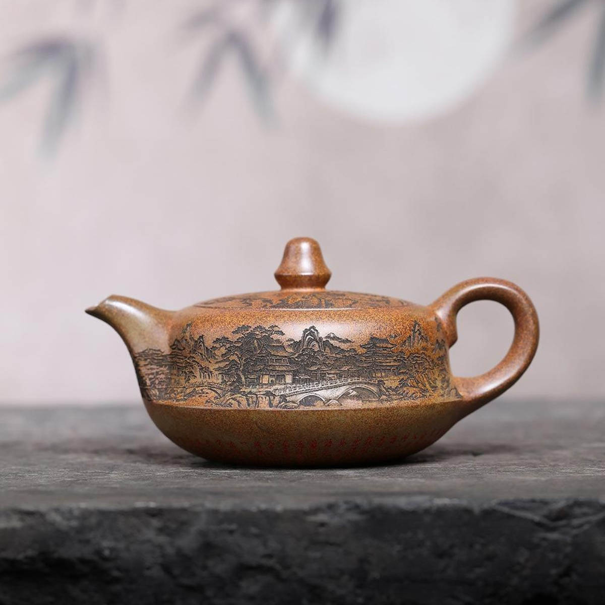Shanshui Qu Hu Yixing Zisha Teapot – Original Mine Chenxiang Cloud Mist Wood-Fired Clay