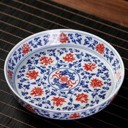 Jingdezhen Underglaze Red Gaiwan Tea Set | 5-Piece Lotus Ceramic Gift Box 150ml
