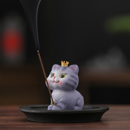 Cat Tea Pet & Incense Holder with Tray