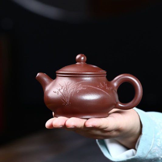 Semi‑Handmade Purple Clay "Pan" Teapot 220 ml