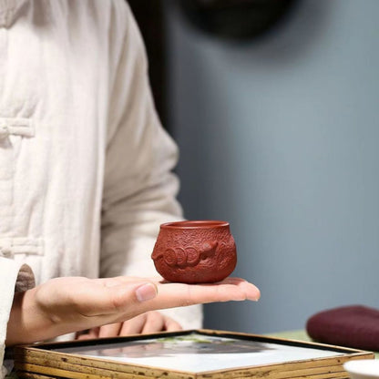 Handmade Yixing Purple Clay Tea Cup 80ml - Dahongpao Zao Red Clay Golden Toad Master Cup