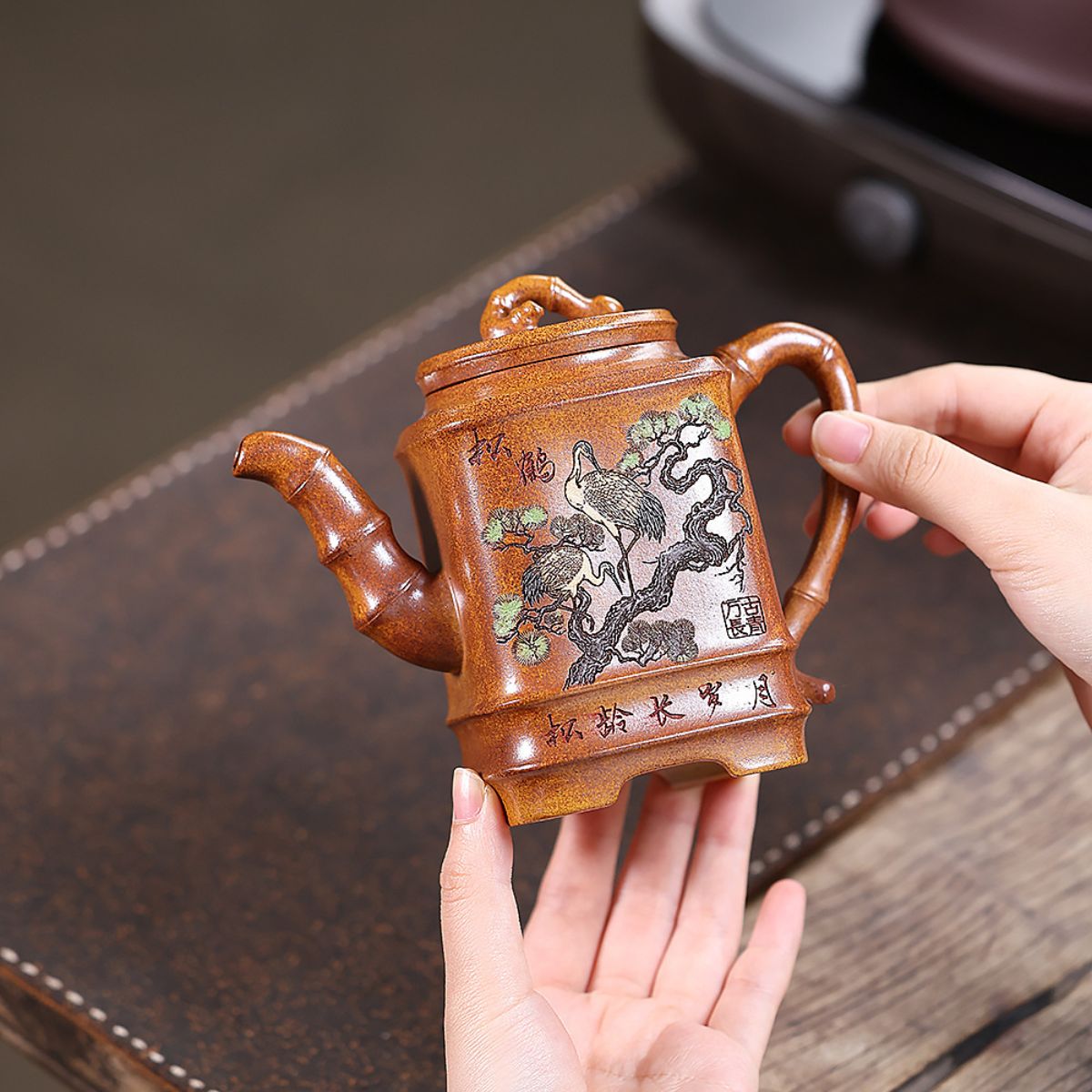 Songhe Yannian Yixing Teapot — Fire-Glazed Golden Duanni, 320ml