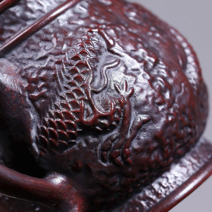 Yin Long Jin Zun Yixing Teapot | Raw Tie Xue Hong Sha Iron-Red Clay | Handcrafted 390ml