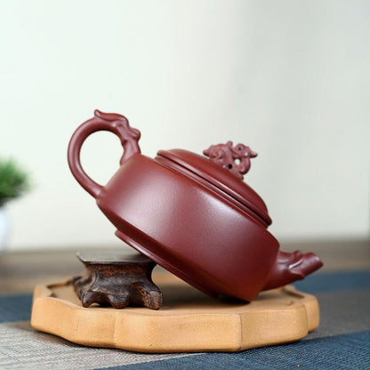 Long Yun Hu Yixing Teapot | Authentic Raw Zi Ni Purple Clay | Handcrafted 270ml