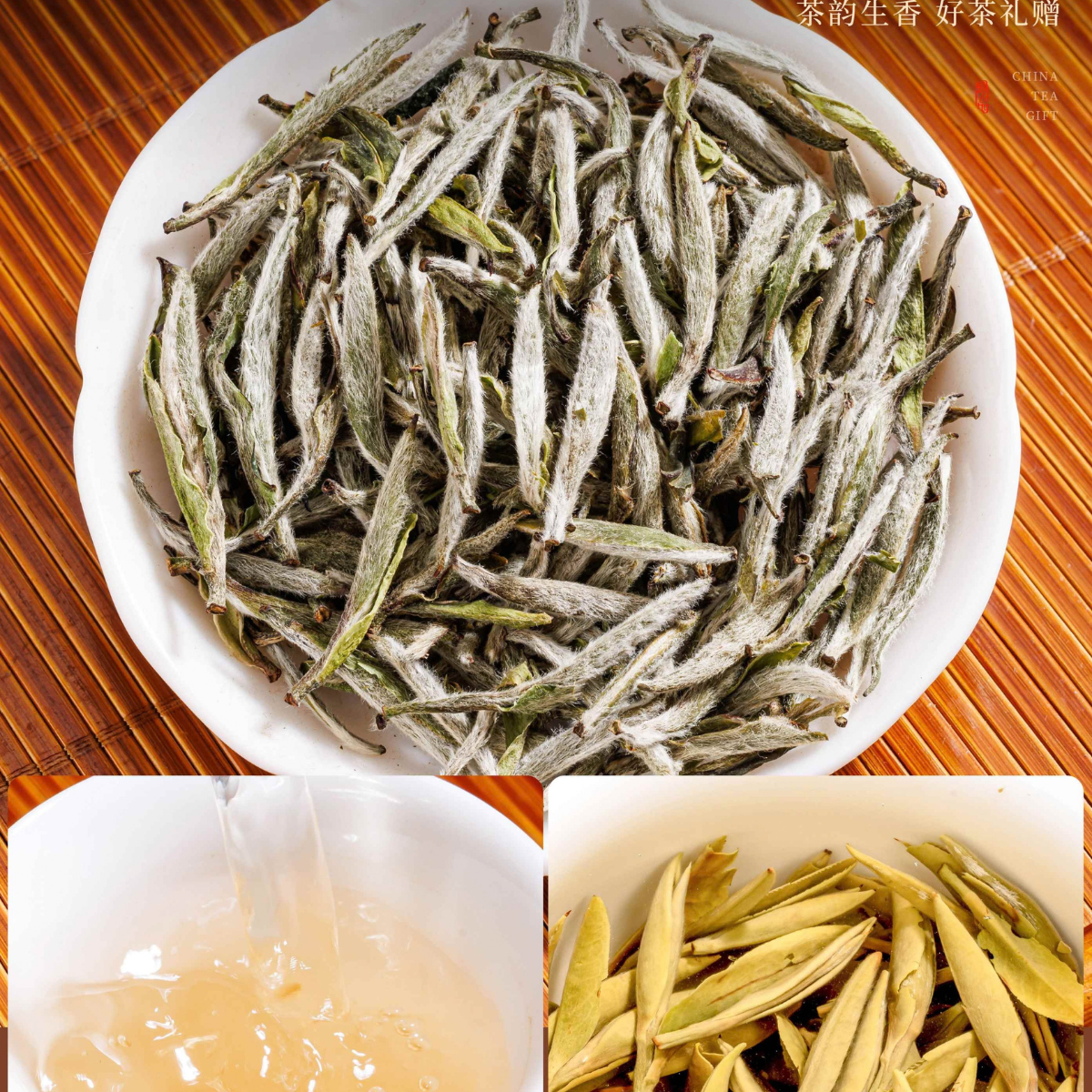 Bai Cha Zhuang Yuan San Wei | Premium White Tea Trio Gift Box — First Flush Silver Needle, Wild White Peony Cake & Gong Mei Dragon Pearl (180g Total)