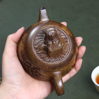 Yixing Purple Clay Teapot 250ml - Handmade Zisha Gongfu Tea Pot with High-Fired Duan Ni Clay