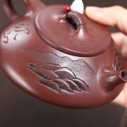 Semi‑Handmade Yixing Purple Clay "Mountain View" Teapot 240ml
