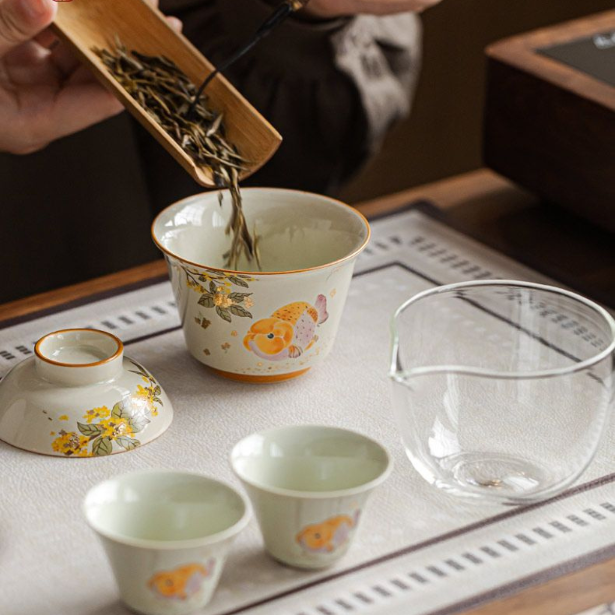 Jin Gui Fu Li Travel Gaiwan Tea Set – Wood Ash Glaze
