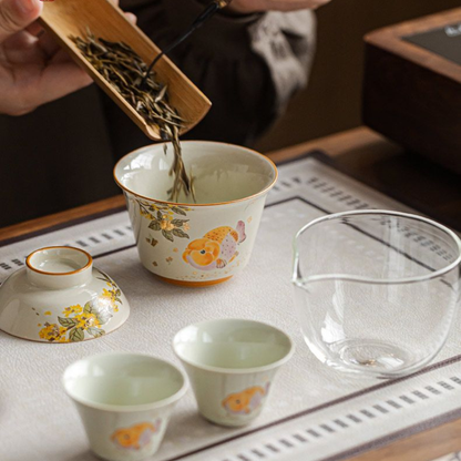 Jin Gui Fu Li Travel Gaiwan Tea Set – Wood Ash Glaze