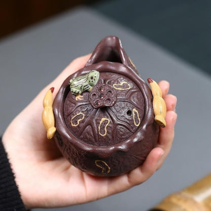 Yixing Purple Clay Teapot "Lotus Pond Moonlight" 150ml - Handmade Zisha Gongfu Tea Pot