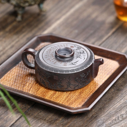 Yixing Purple Clay Teapot "Giant Wheel" 180ml - Handmade Ancient Bronze Clay
