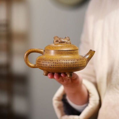 San Zu Yi Quan Yixing Teapot | High-Fire Longgu Jinsha Zisha Clay | Three-Legged 260ml