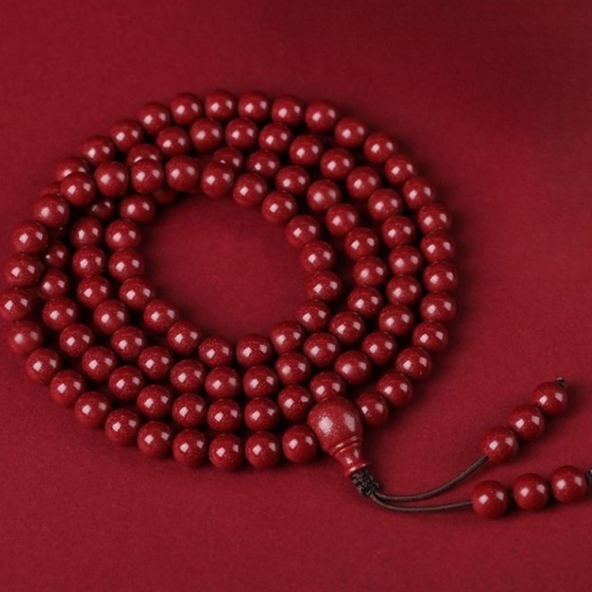 108-Bead Cinnabar Wrap Bracelet – Multi-Layer Mala for Positive Energy, Meditation & Mindful Living