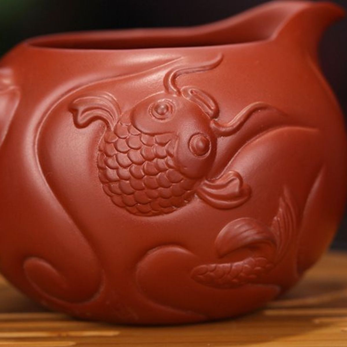 Handmade Yixing Purple Clay Fair Cup 300ml - Dahongpao Fish to Dragon Gongfu Tea Pitcher