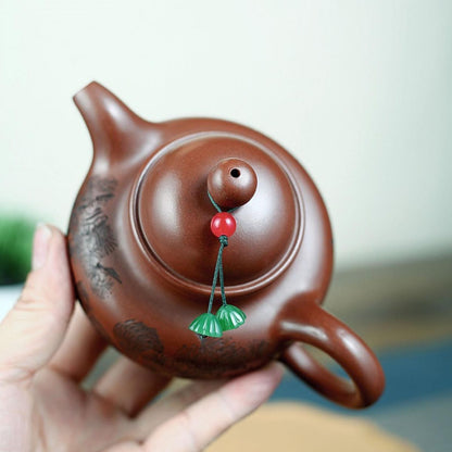 Songqu Duoqiu Yixing Teapot | Handcrafted Zisha Purple Clay | 220ml