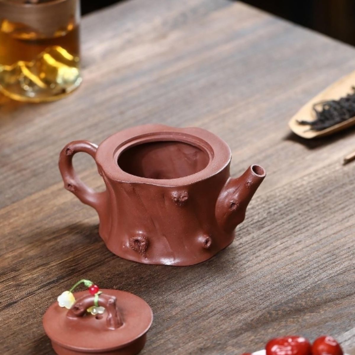 Weathered Stump Rustic Grace Yixing Teapot - Original Mine Purple Clay 250ml