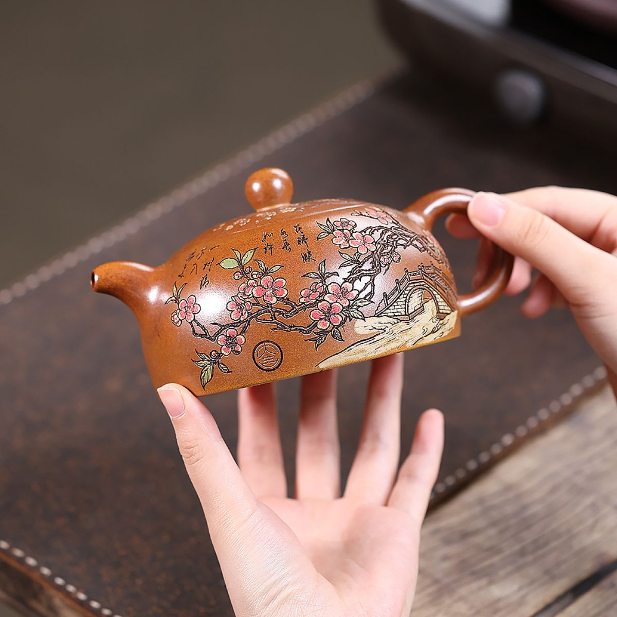 Linchun Banyue Yixing Teapot — Fire-Glazed Golden Duanni, 430ml