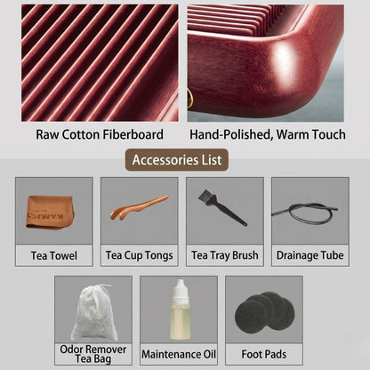 Kamjove Large Bakelite Tea Tray with Drainage System | 32-Count Cotton Board | No Paint No Wax