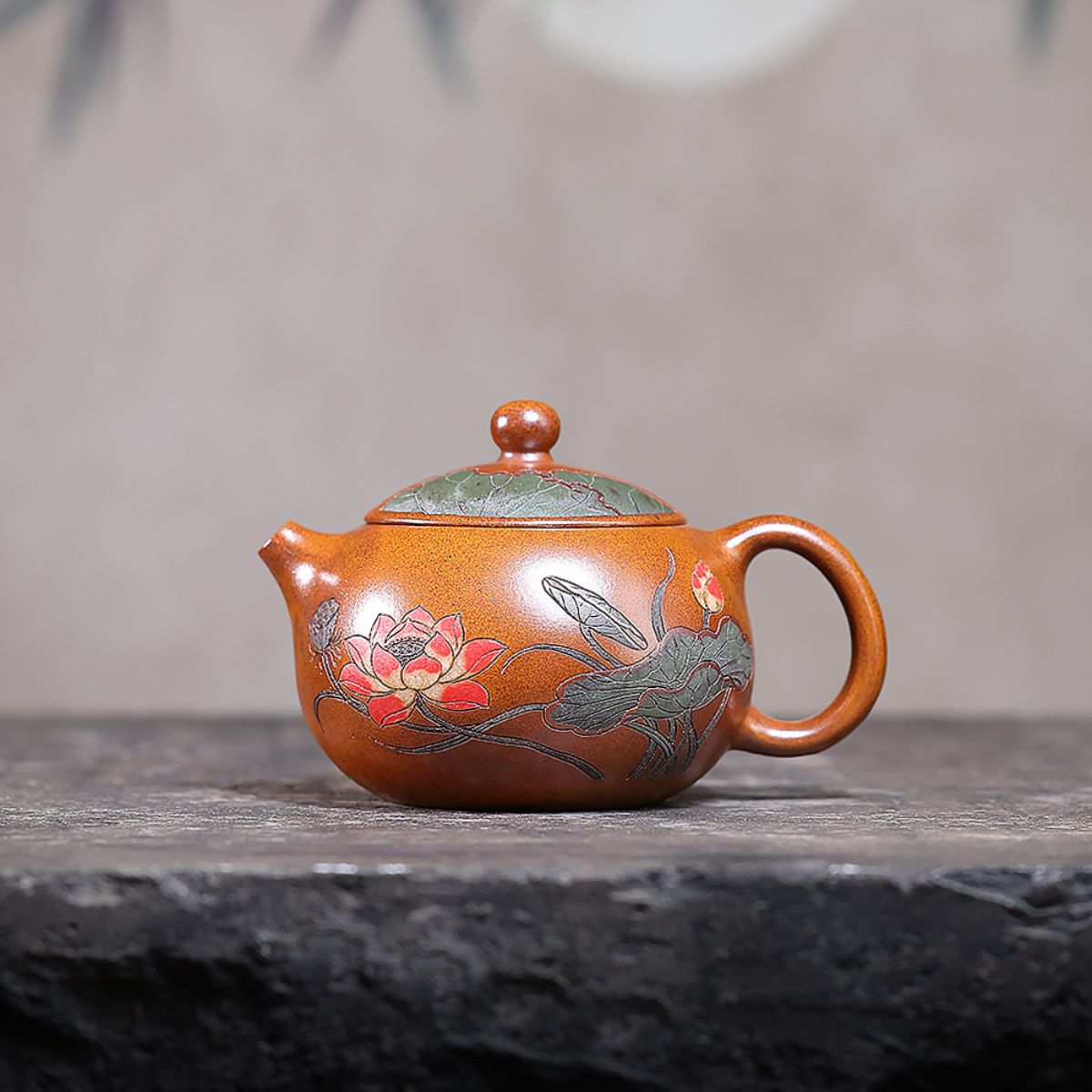 Hexiang Xishi Yixing Teapot & Master Cup Set — Fire-Glazed Golden Duanni, 450ml | Gift Set