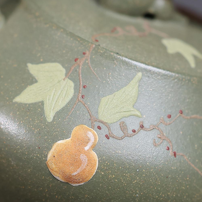 Fu Lu An Kang Yixing Teapot | Raw Dou Qing Sha Celadon Zisha Clay | Handcrafted 140ml