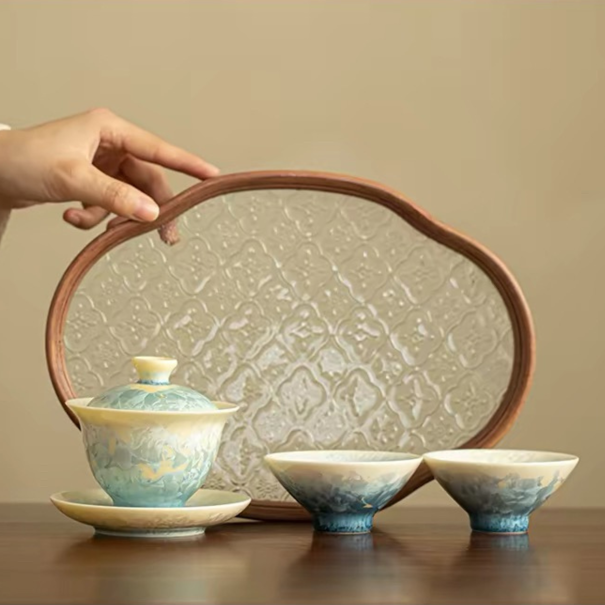 Jingdezhen Crystalline Glaze Gaiwan Tea Set