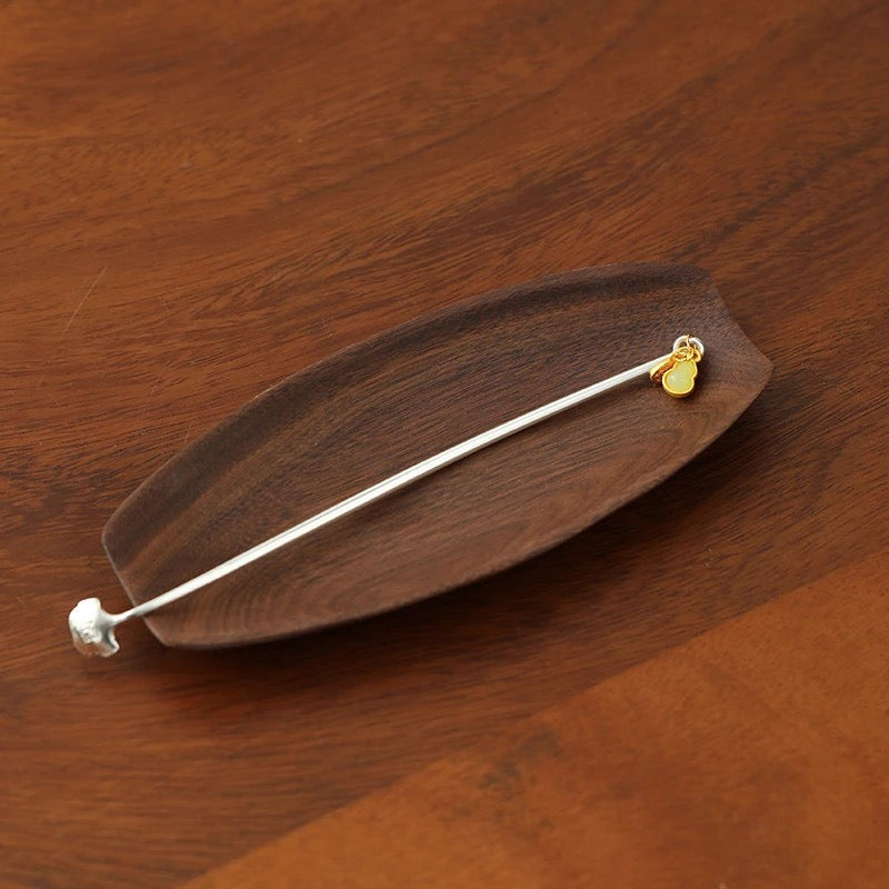 Wood Tea Scoop & Metal Tea Pick Set with Charm – 3 Wood Varieties (Ebony / Walnut / Rosewood)