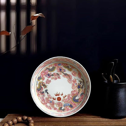 Jingdezhen Famille Rose Twin Dragon & Pearl Gongfu Tea Set – Fencai Porcelain | 5-Piece