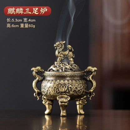 Qilin Three-Legged Incense Burner Gift Set – Chinese Cloud Disc Incense Censer with 3 Blends | 126 Discs Total