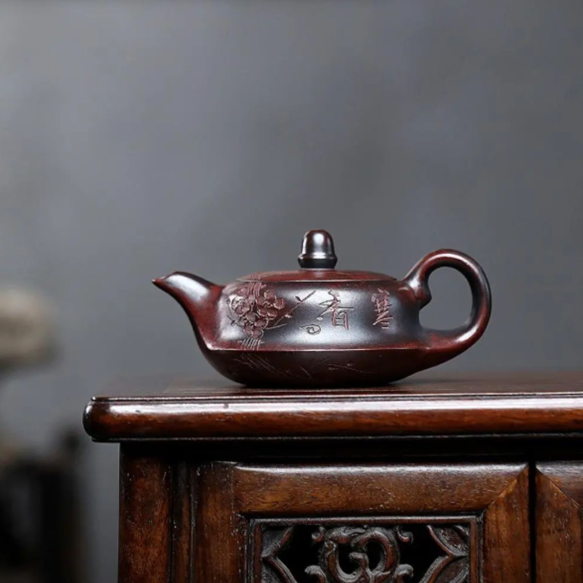 Yixing Purple Clay Teapot "Cold Fragrance Melody" 230ml - Handmade Ancient Red Clay