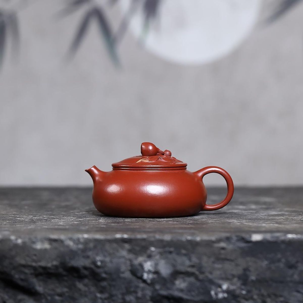 Yixing Zisha Teapot Original Dahongpao Clay - Longevity Peach Cold River 150ml