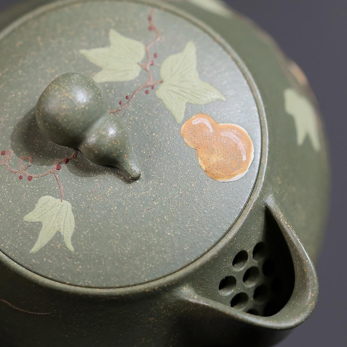 Fu Lu An Kang Yixing Teapot | Raw Dou Qing Sha Celadon Zisha Clay | Handcrafted 140ml