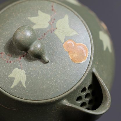 Fu Lu An Kang Yixing Teapot | Raw Dou Qing Sha Celadon Zisha Clay | Handcrafted 140ml