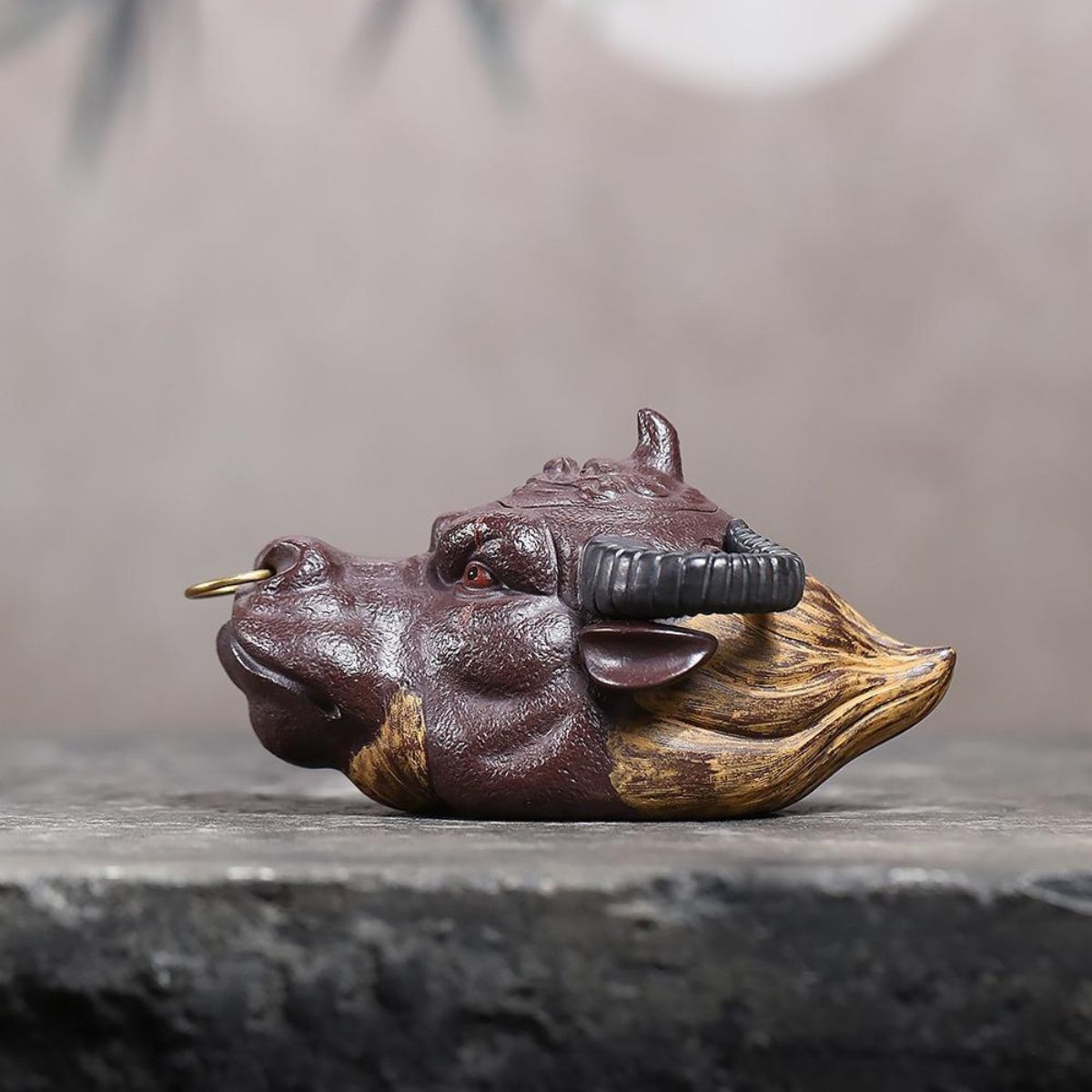 Handmade Yixing Purple Clay Teapot 160ml - Original Zi Ni Fortune Ox Hand Grip Zisha Gongfu Tea Pot