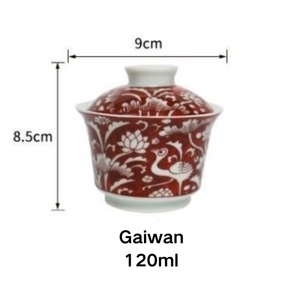 White Crane & Lotus Underglaze Red Teaware