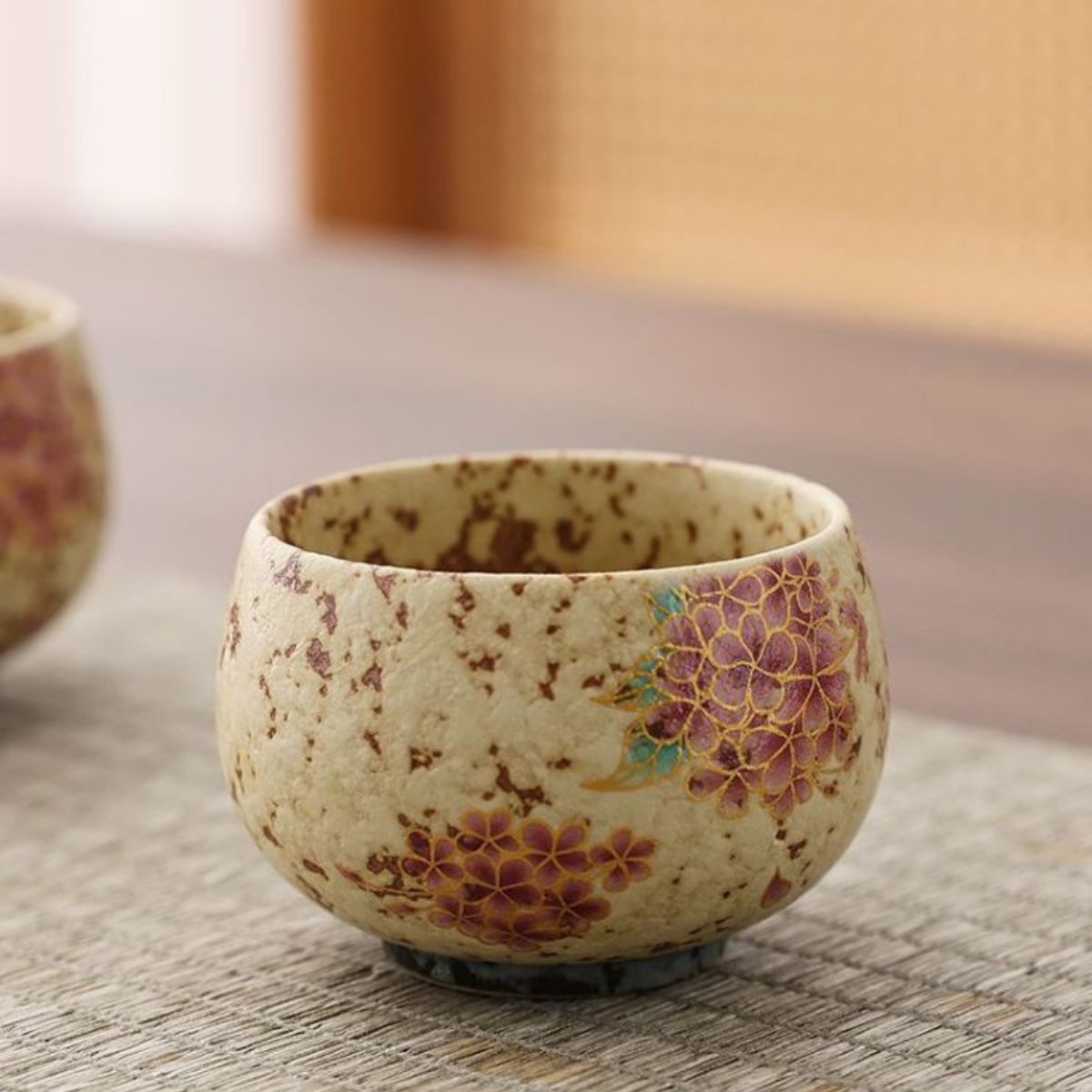 Blue & White Fire Stone Red Hydrangea Gaiwan Tea Set | Kiln-Fired Vintage Ceramic | Gaiwan & 2 Cups