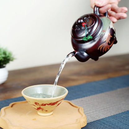 Lian Nian You Yu Yixing Teapot | Authentic Raw Gu Hong Ni Red Clay | Handcrafted 260ml