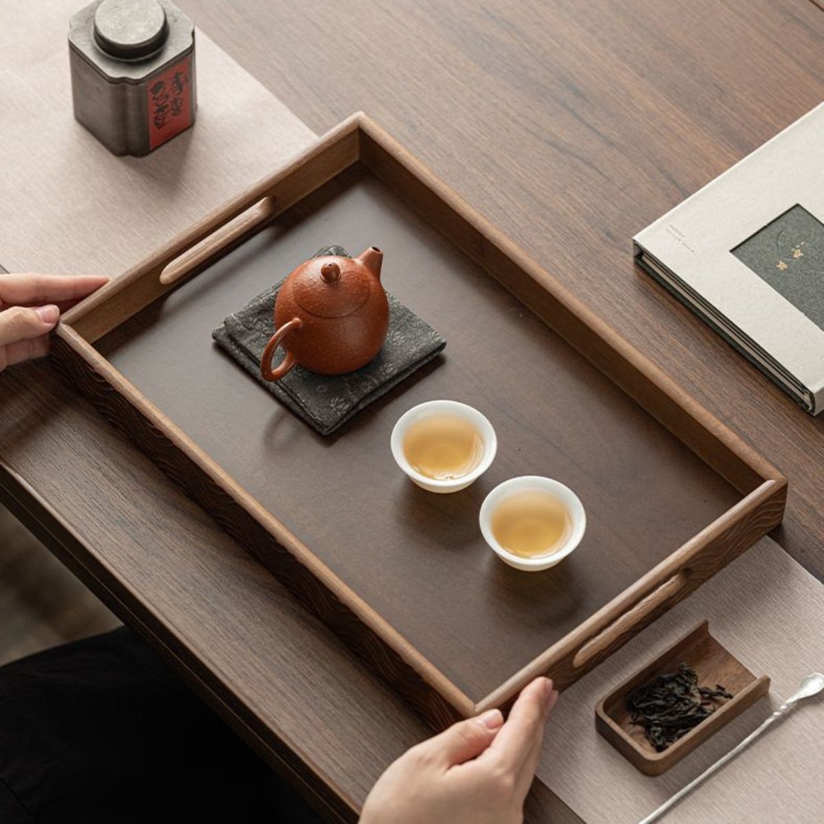 Ripple Handle Rectangular Serving Tray – Tea Tray, Pastry Plate & Storage Organizer | 3 Sizes