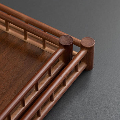 Bamboo Rectangular Serving Tray – Walnut Finish | Tea Tray, Pastry & Storage Organizer