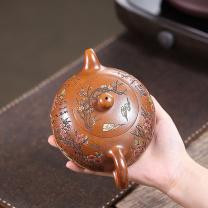 Linchun Banyue Yixing Teapot — Fire-Glazed Golden Duanni, 430ml