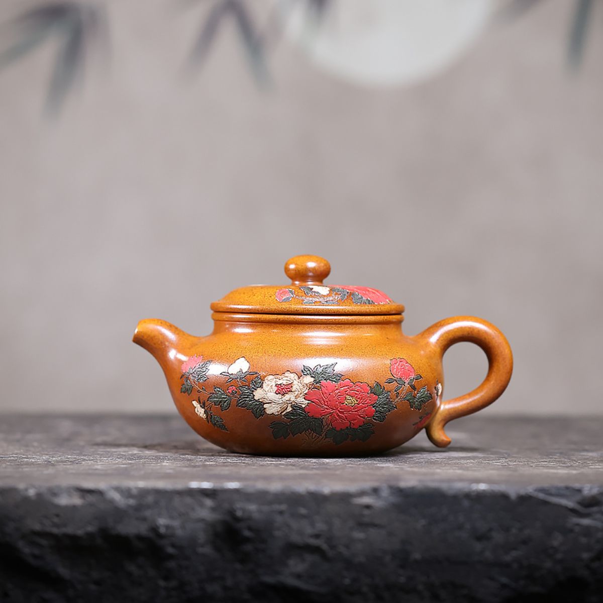 Mudan Fanggu Yixing Teapot — Fire-Glazed Golden Duanni, 450ml | Gift Set