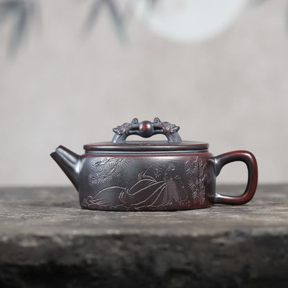 Chang Le Wei Yang Yixing Teapot | Raw Gu Wu Ni Ancient Dark Zisha Clay | Handcrafted 230ml