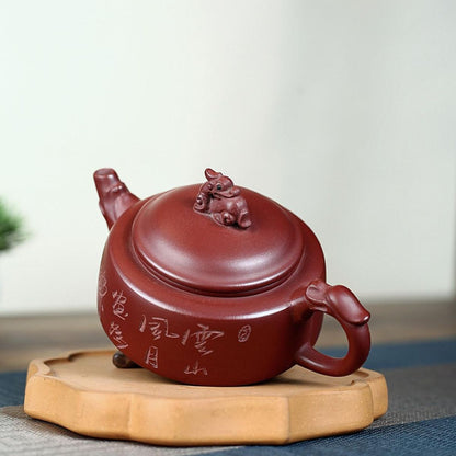 Long Yun Hu Yixing Teapot | Authentic Raw Zi Ni Purple Clay | Handcrafted 270ml