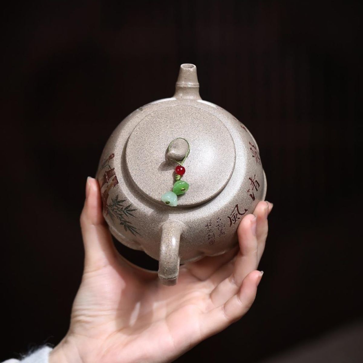 Gentle Breeze Bamboo Shadow Yixing Teapot - White Duanni Clay 260ml