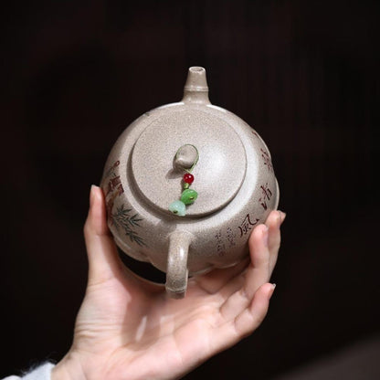 Gentle Breeze Bamboo Shadow Yixing Teapot - White Duanni Clay 260ml