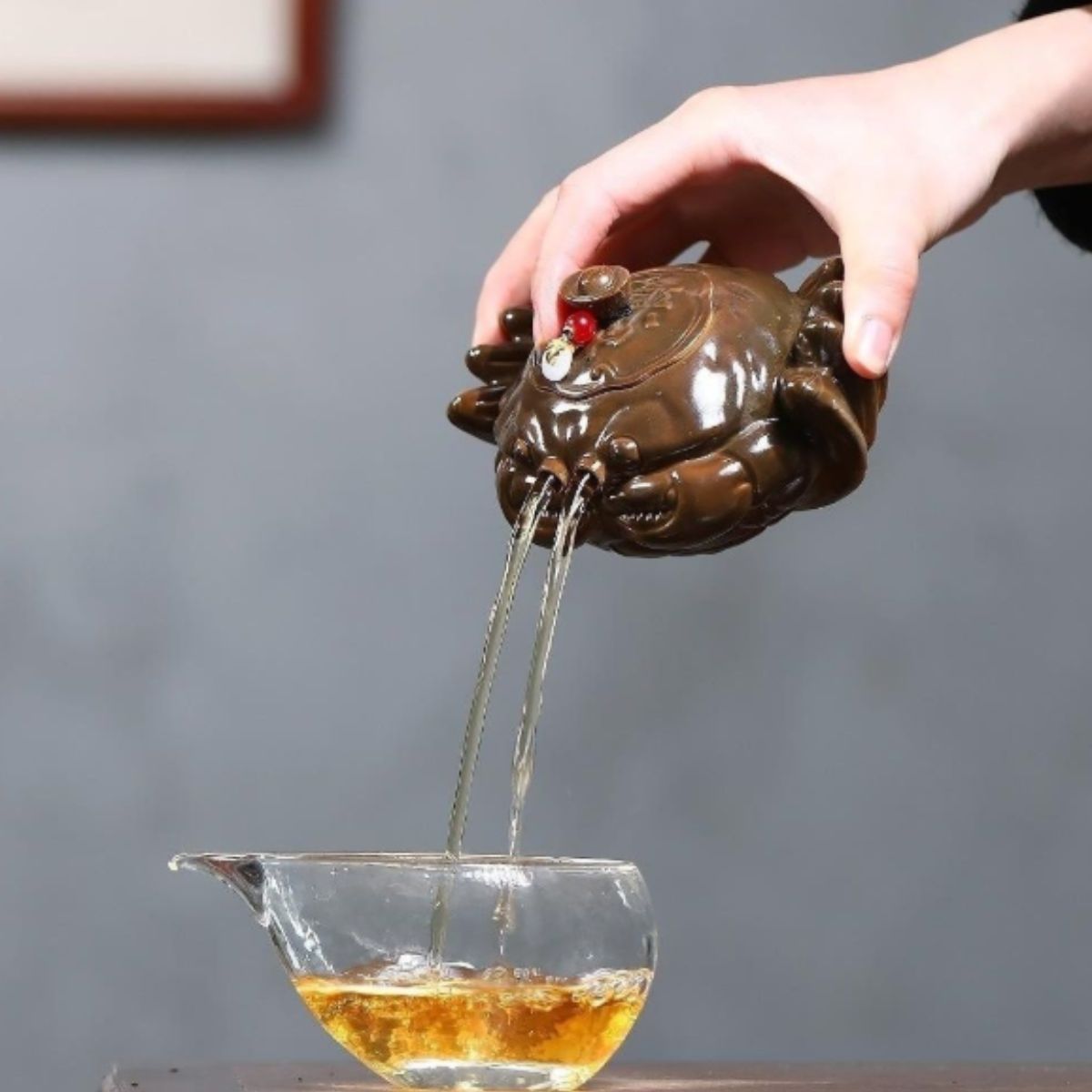 Yixing Purple Clay Teapot "Fortune General" 170ml - Handmade Duan Ni Zisha Side Handle