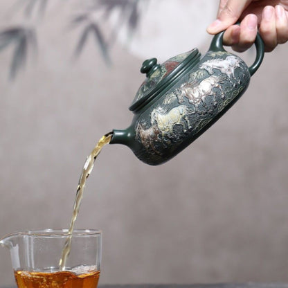 Yixing Purple Clay Teapot "Immediate Success - Cold River" 500ml - Handmade Mo Lv Ni