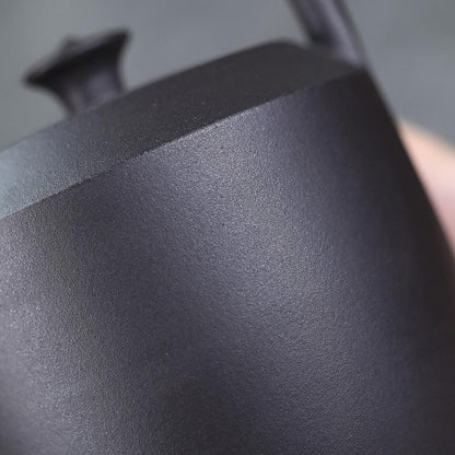 Handmade Yixing Purple Clay Boiling Kettle 700ml - Original Black Clay Handle Teapot for Stove Brewing