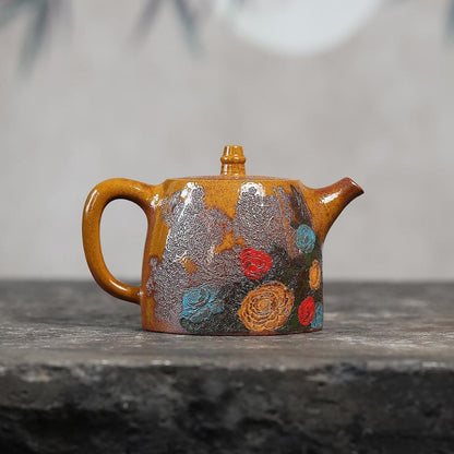Que Yue Chun Ting Han Duo Yixing Teapot | Raw Golden Duan Ni Clay | Handcrafted 280ml