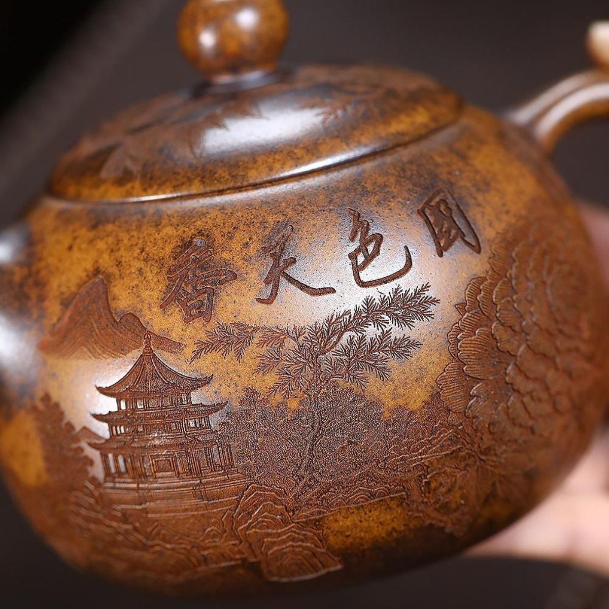 Handmade Yixing Purple Clay Teapot 620ml - Wood-Fired Dragon Bone Gold Sand Xi Shi Gongfu Tea Pot